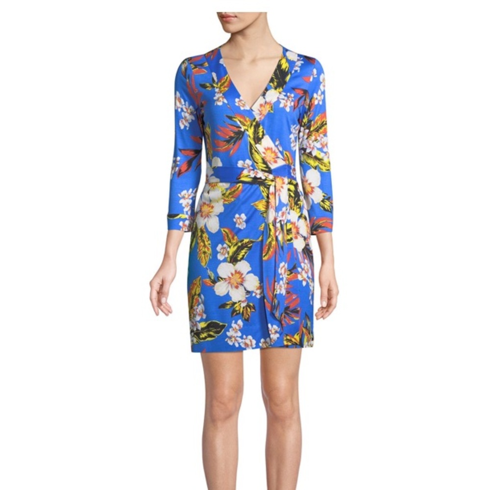 Blue Floral Wrap Dress